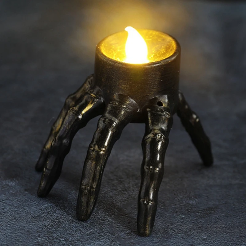 Halloween Skeleton Hand Lantern Atmosphere Props Skeleton Hand Night Light Halloween Candle Lamp