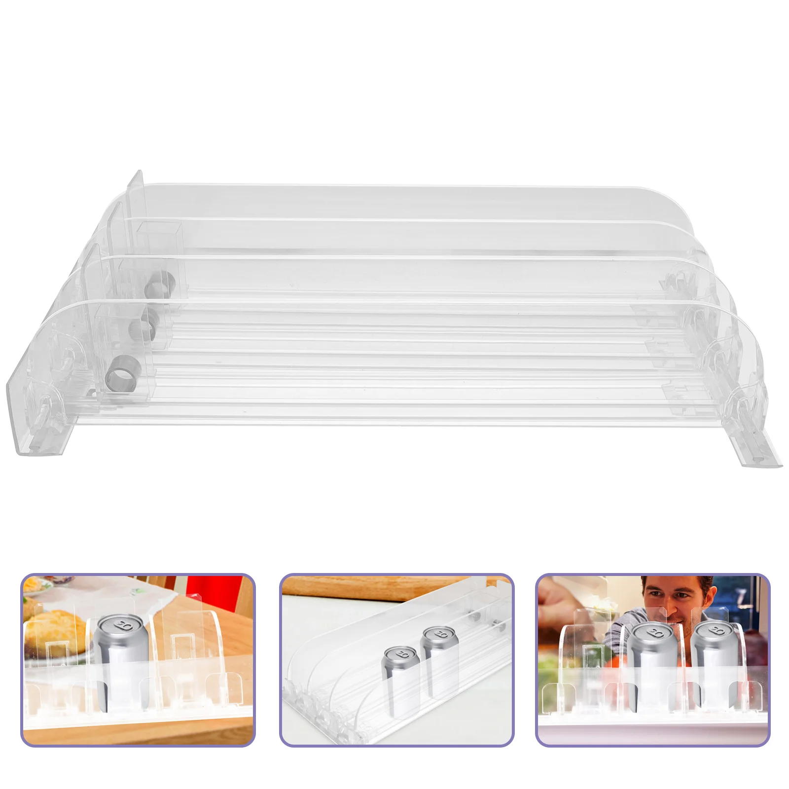 

3 Pcs Shelf Pusher Drink Organizer for Fridge Racking Shelving Plastic Sliding Tray Soda Dispenser Can Pushers