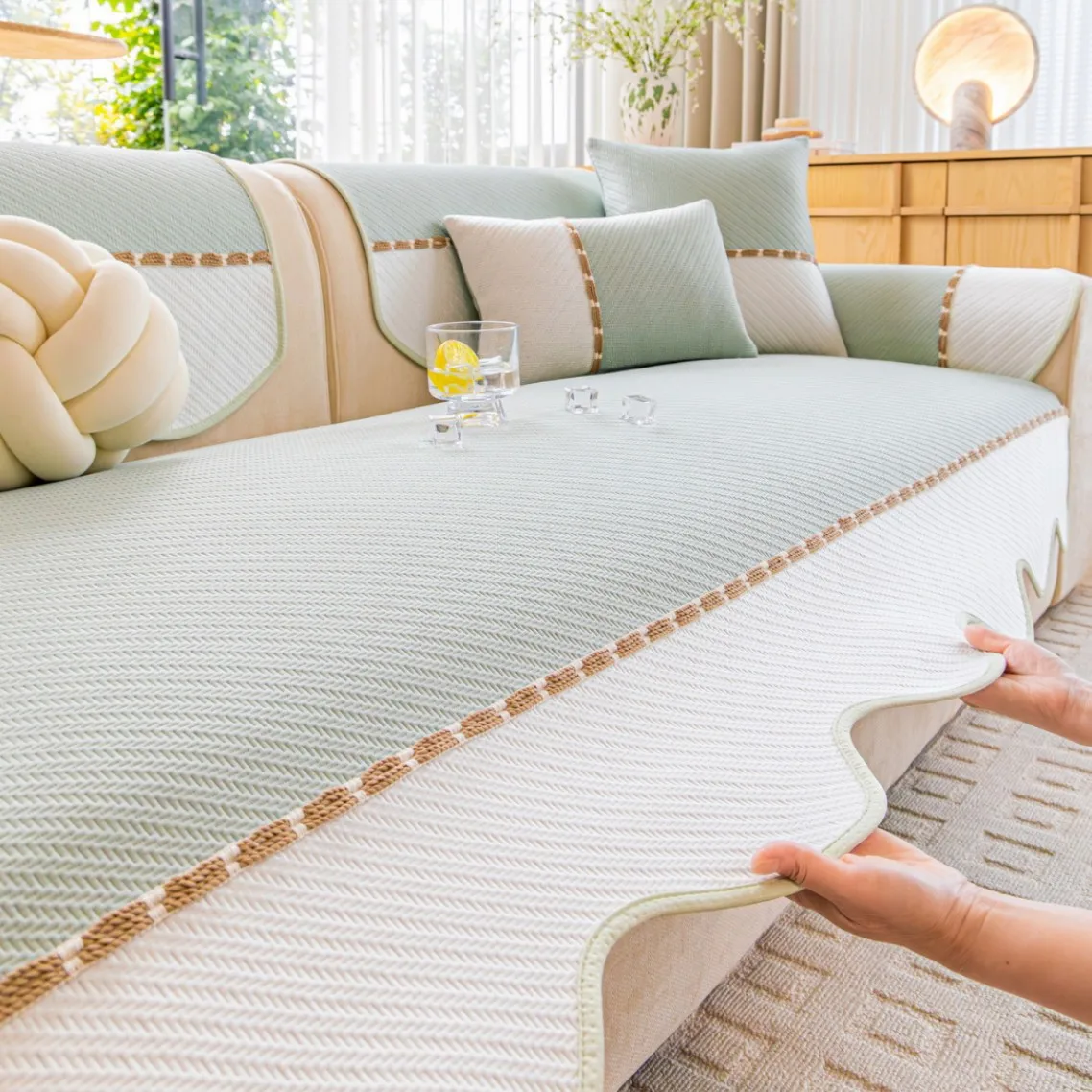 

Summer Cooling Fabric Sofa Cover Universal Non-Slip Living Room Couch Slipcover Cool Feeling Sofa Towel Mat