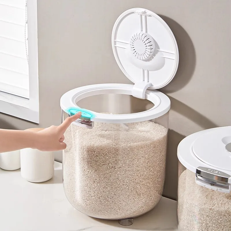 دلو أرز منزلي محكم الغلق، دقيق مطبخ مقاوم للحشرات والرطوبة، الحبوب، صندوق تخزين الأرز، خزان تخزين، 5 كجم/10 كجم/15 كجم #2