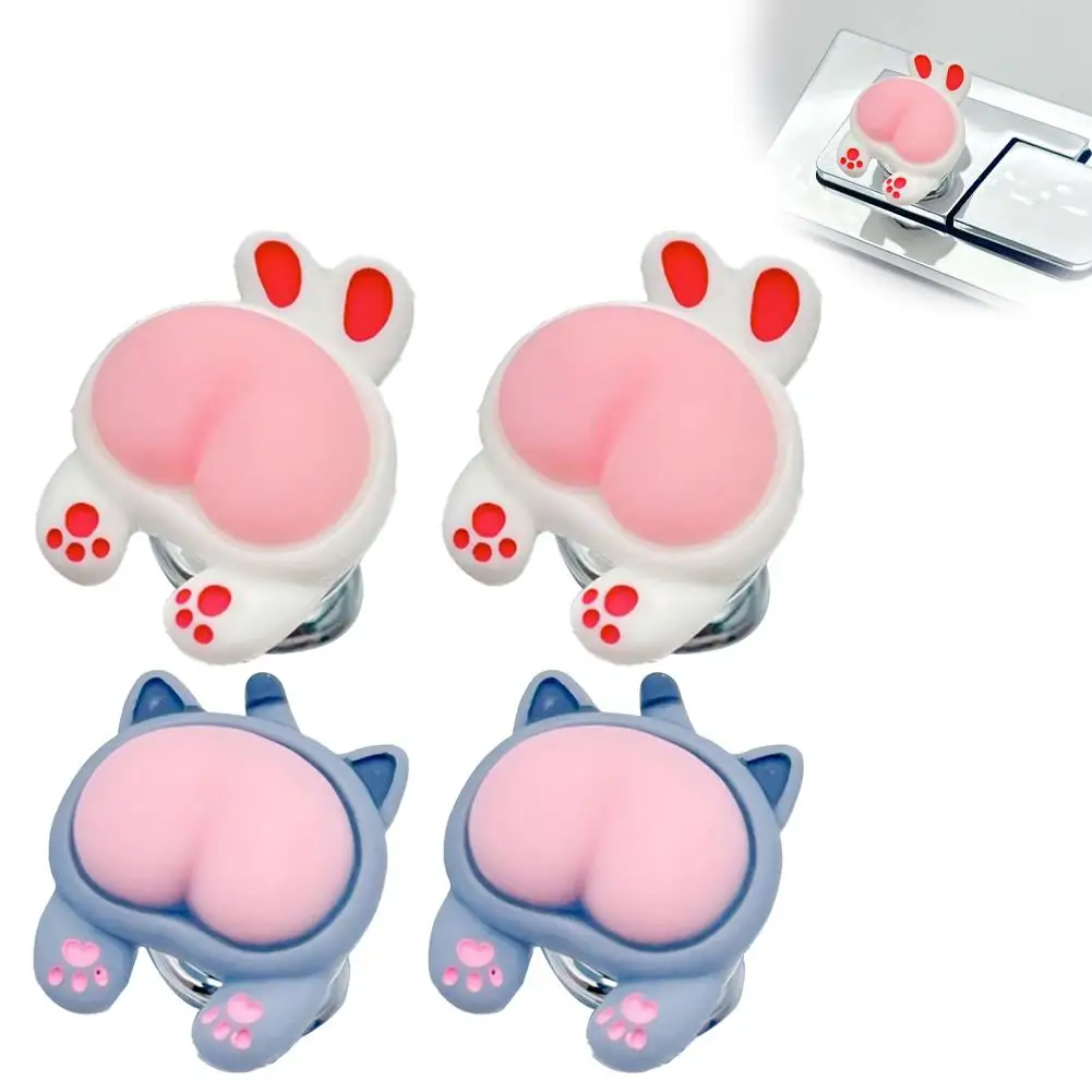 Cute3D Butt Toilet Flush Button Extender Nail Protection Flush Helper Sticky Toilet Press Handle For Long Nails Bathroom Decor