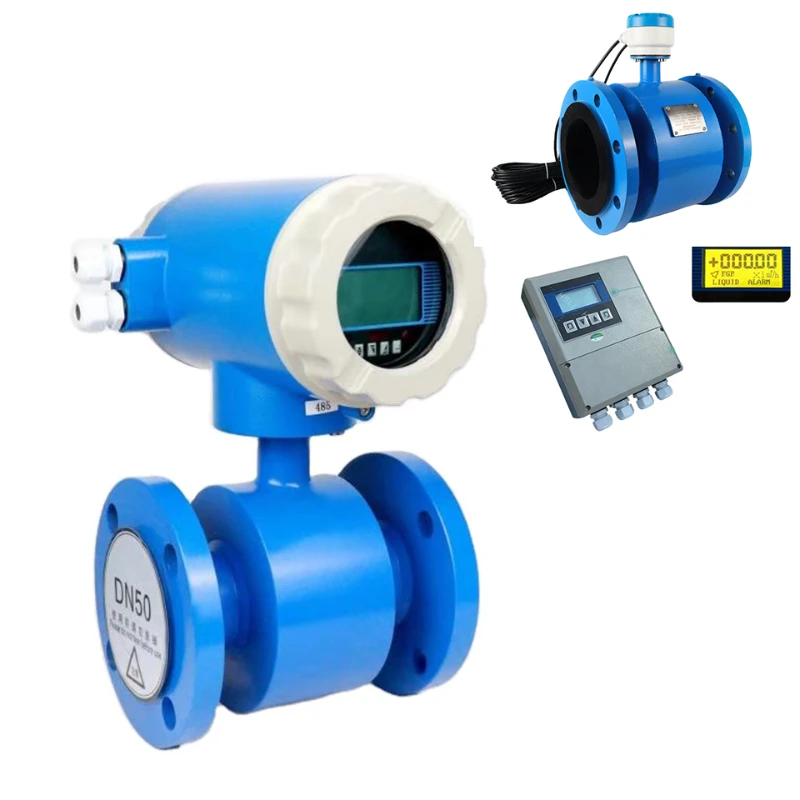 3 inch 4 inch digital flange water meter price LCD display pulse output drainage remote electromagnetic flow meter