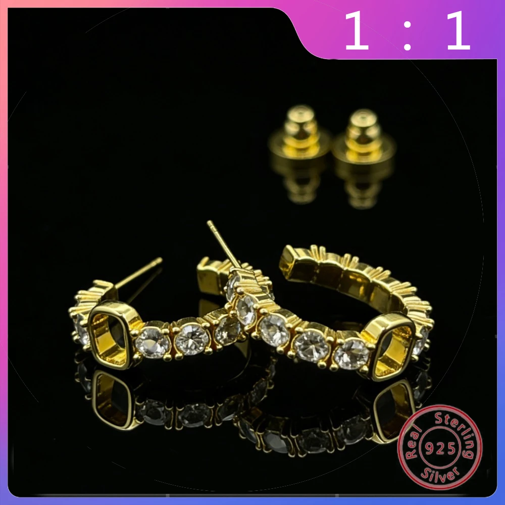

Новые серьги из серебра S925 пробы: роскошные, модные, в стиле ретро, универсальные, с инкрустацией бриллиантами и кристаллами, с золотыми буквами, подарок на праздник