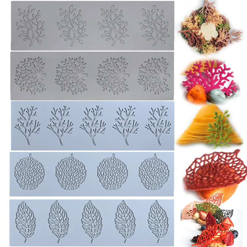 Dolian Coral Branches Leaf Fondant Lace Pad Silicone Mold DIY Chocolate Plate Cake Decoration Baking Mold Bakery Accessories