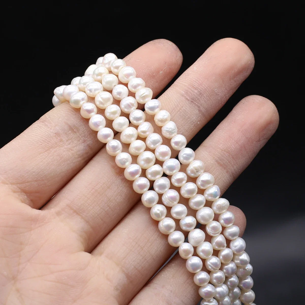 

1string 3-4mm Natural Freshwater Culture Pearl Beads Loose Oval Punch Bead for Jewelry Making Diy Women Men Necklace Bracelets