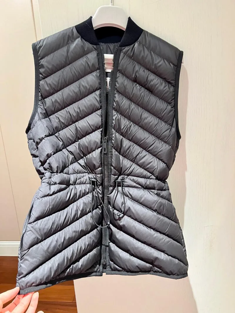 New Fashion Winter Keep Warm Sleeveless 90% White Duck Down Coat Women Sleeveless Zipper Slim Waist Lightweight Down Jacket Vest