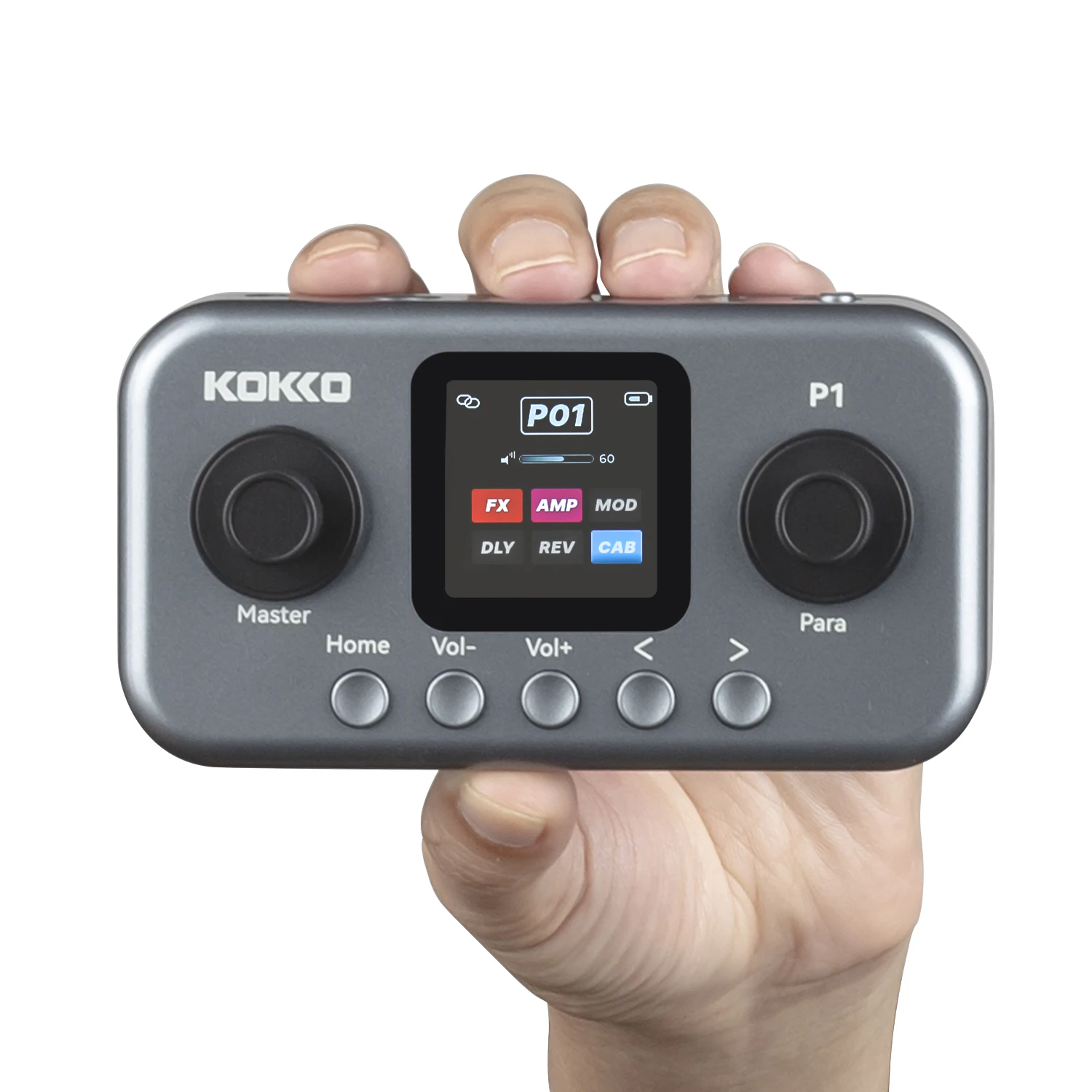 Kokko P1 Grey Pocket Multi-Effects Guitar Pedal with OTG, 20 Cab Sims 7 Modulations 5 Delays 6 Reverbs