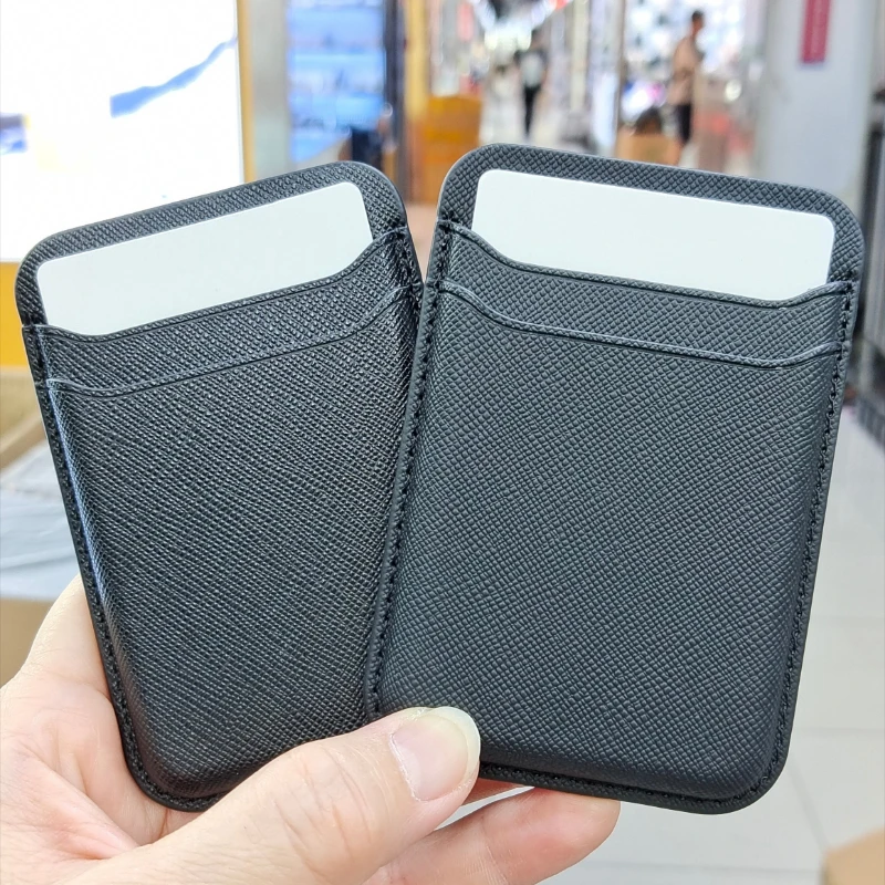 Magnetische Kartenhülle für MagSafe – Robuste Kartenetui mit zwei Fächern aus Carbonfaser und Saffiano-Leder für iPhone 17 und Samsung