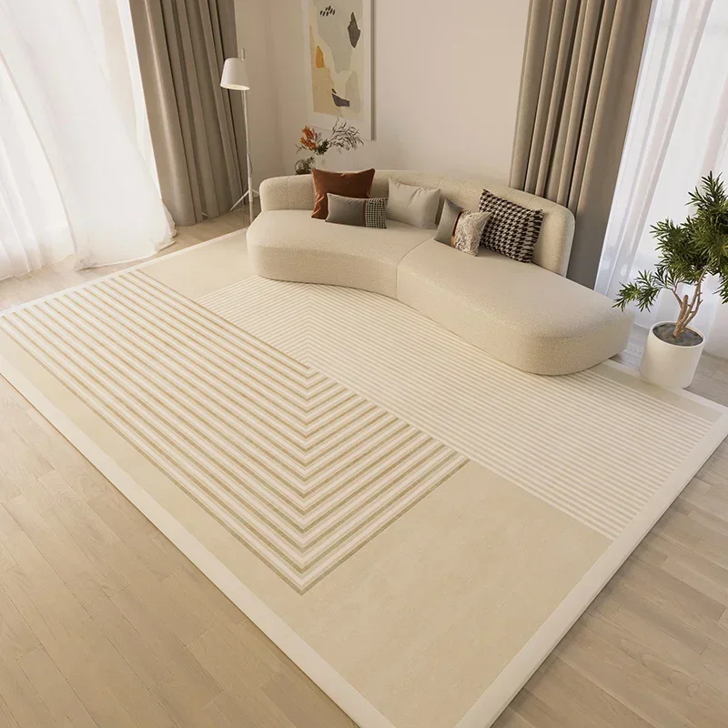 Living Room Carpet Large Area Non-slip Carpets Beige Bedroom Bedside Floor Mat Stripe Minimalist Style Home Decoration Rug 거실 카펫