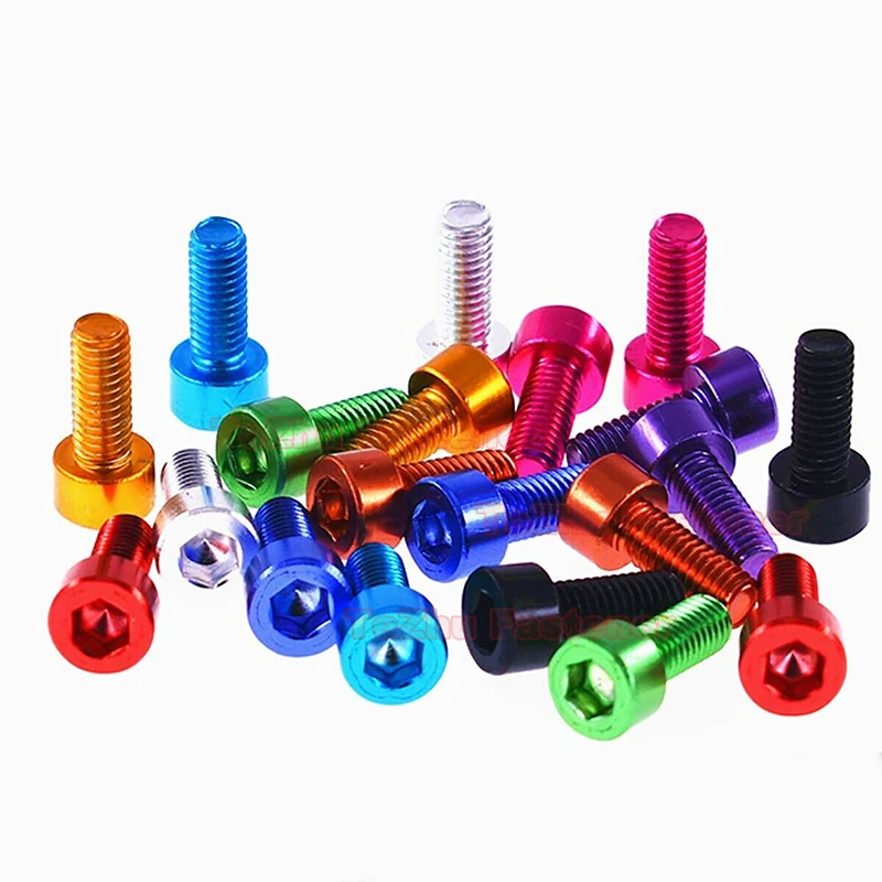 2pcs M3 M4 M5 M6 Length 16~40mm Hexagon Hex Socket Head Cap Screws Aluminium Alloy Allen Bolts Mechanical Screw Anodizing DIN912