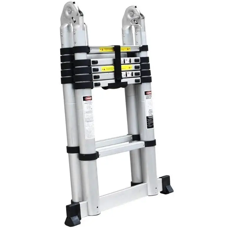 1.9M+1.9M Foldable Telescopic Ladder Safely Extends Herringbone Ladder Space-saving Straight Ladders Thickened Aluminum Ladders