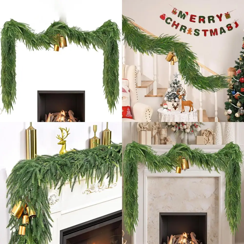 

12 Ft Christmas Pine Garland with Lights, Lifelike Greenery for Indoor and Outdoor Holiday Decor