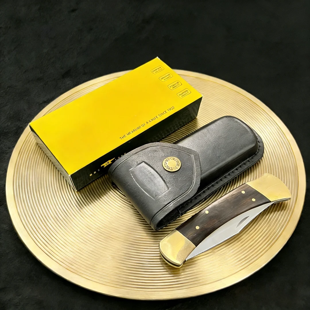 

B110 - Classic Heritage Style Brass and Black Walnut Combined Handle Folding Knife, Compact Mini Knife, Sharp Fruit Knife