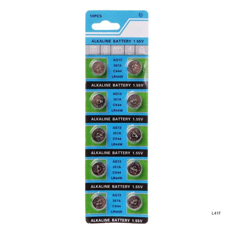 10pcs/lot 1.55V AG13 LR44 A76 LR44 357A S76E 13 Alkaline Button Cell Coin Batteries for Calculators Computers