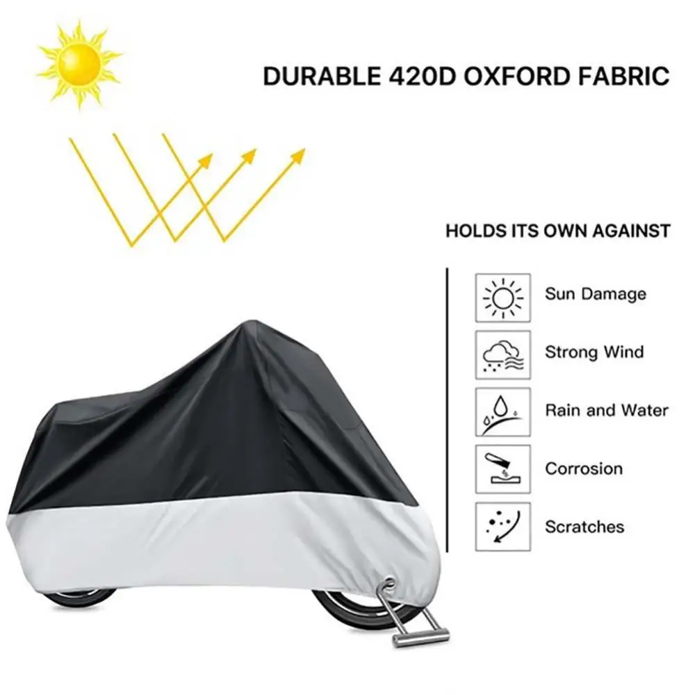 Hot Sales!!! Motorcycle Waterproof Sun Rain Dust Protection Cover with Anti-theft Lock Hole