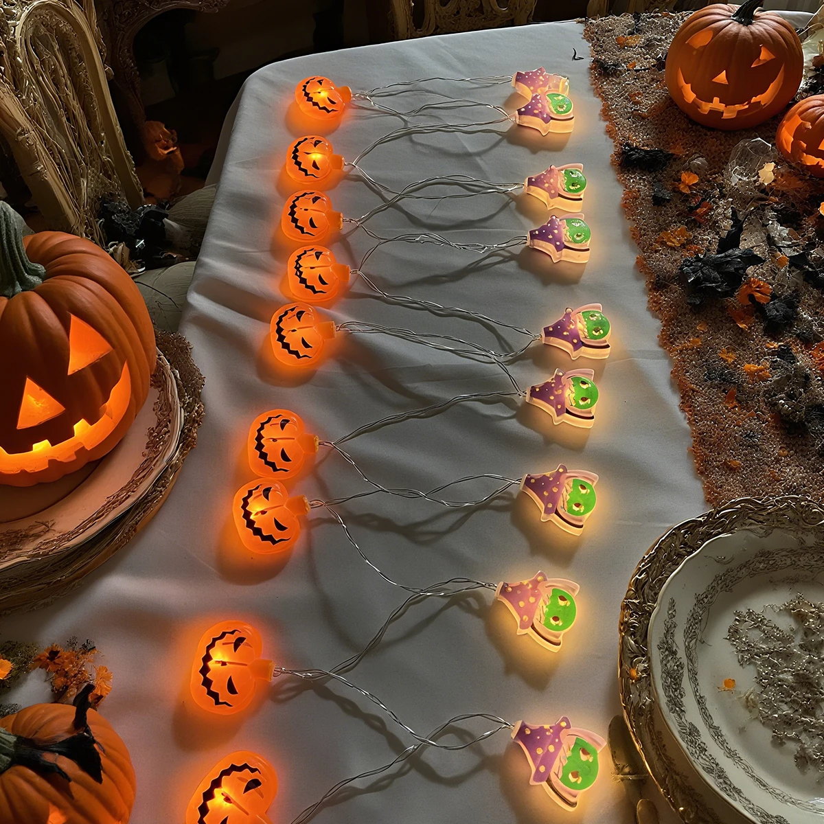 1 قطعة 20 LED هالوين الساحرة واليقطين سلسلة أضواء بطارية تعمل بالطاقة للمنزل ساحة غرفة نوم الجدول شجرة عطلة ديكور الحفلات