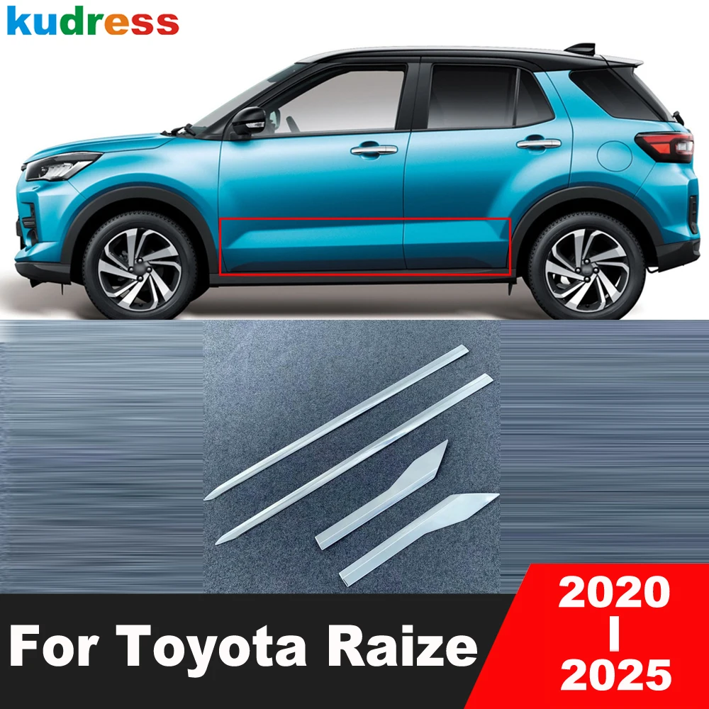 

For Toyota Raize 2020 2021 2022 2023 2024 2025 Chrome Car Side Door Body Trim Door Line Panel Streamer Molding Strip Accessories