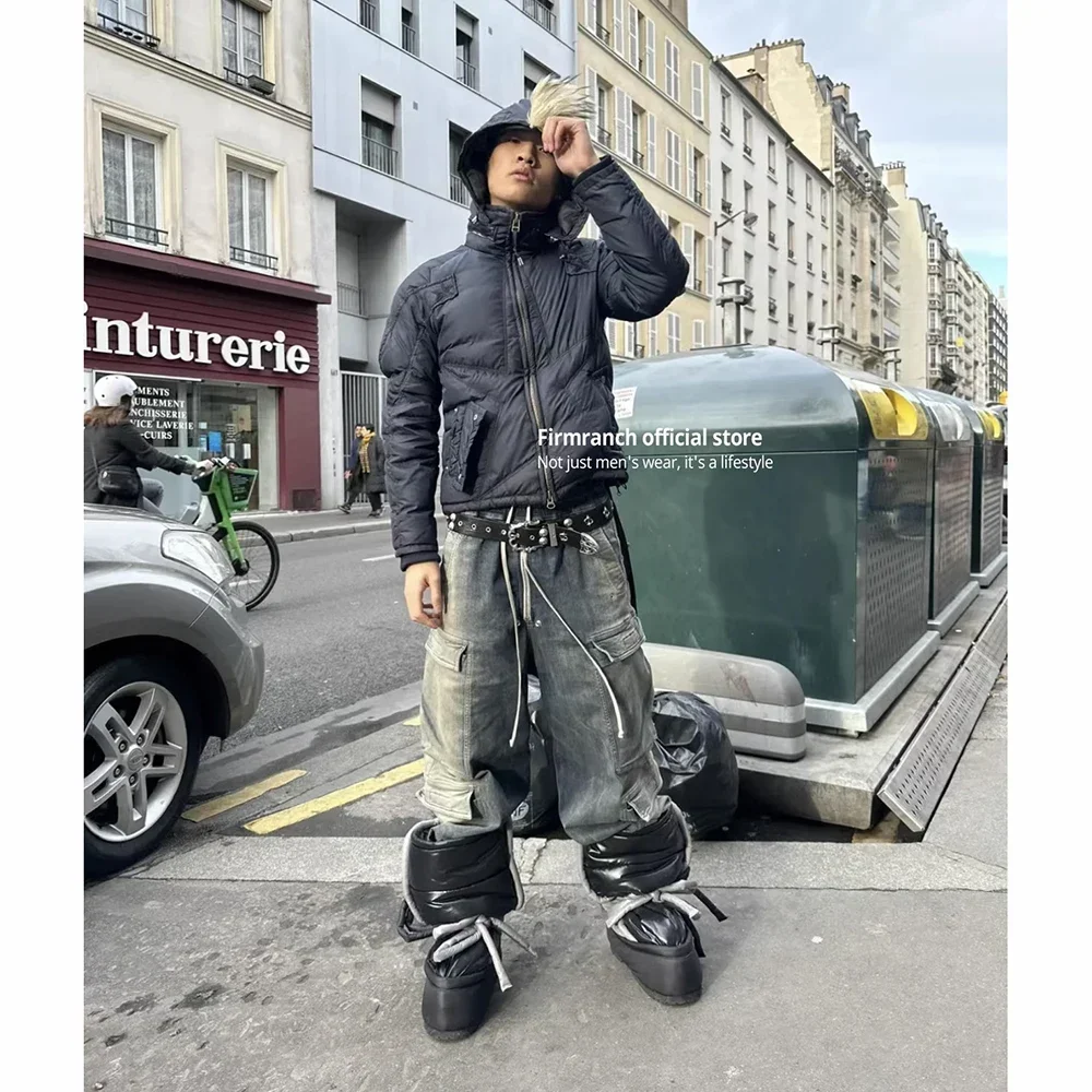 Firmranch-Jean Baggy Bleu Dégradé RO, Pantalon Large en Denim, Surlongueur, Fermeture Éclair, Livraison Gratuite, Nouveauté 2023