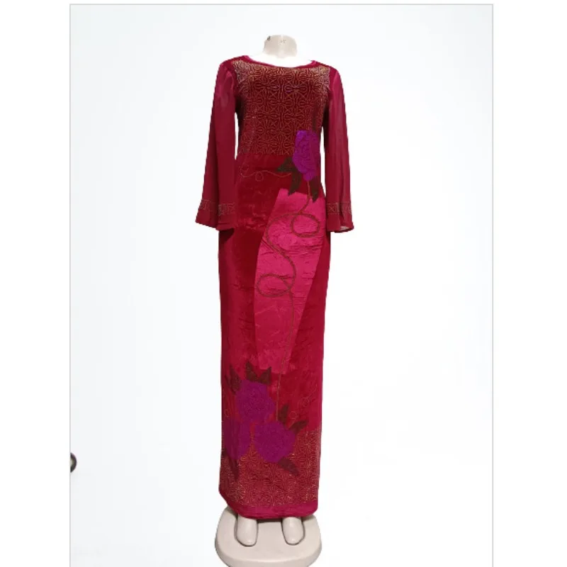 

Customized New Arrivals African Dashiki Flowers Pattern Print Dress long Sleeve Casual Elasticity African Dresses For Women Afri