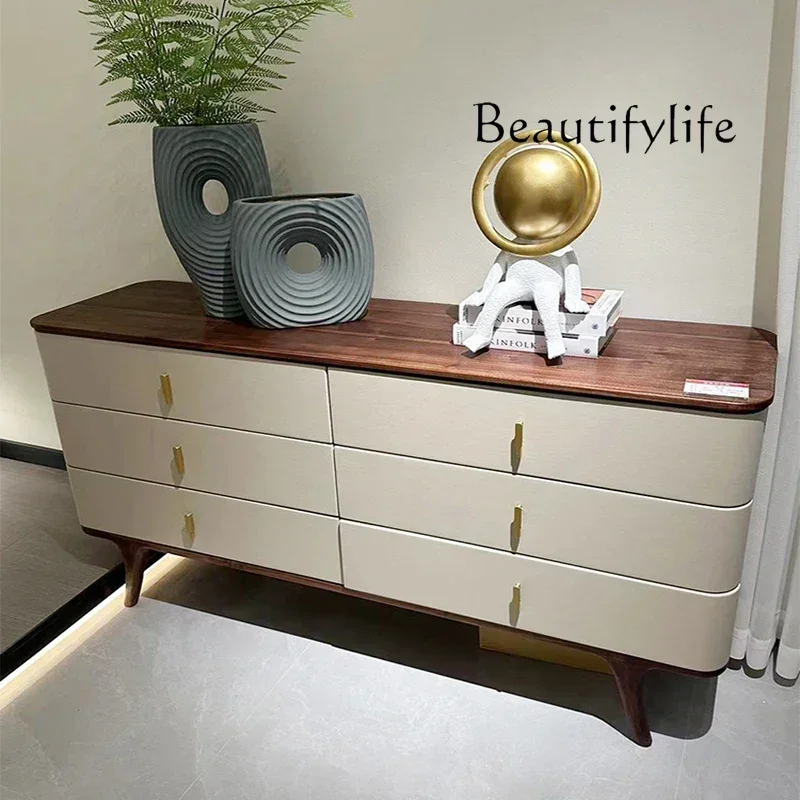 

Комод Xx North America из черного ореха с шестью ящиками, легкий люкс, из массива дерева, приставной шкаф для гостиной, тумба для хранения