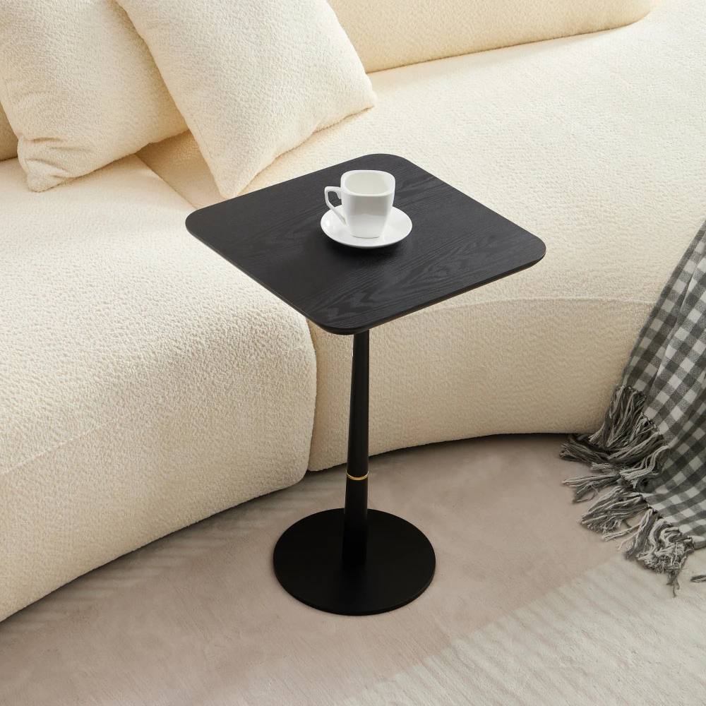 

MDF with metal feet, square, located in living space and lounge area, coffee table, computer desk, black, 15.74"D x23.77"H