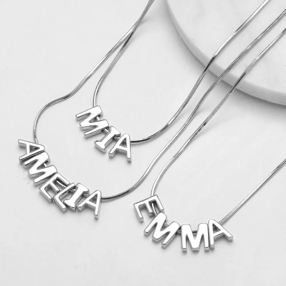 OCESRIO Silver Color Mini 26 Letters Charms for Bracelet Copper Platinum Plated Initial Name accesorios de joyería chma294