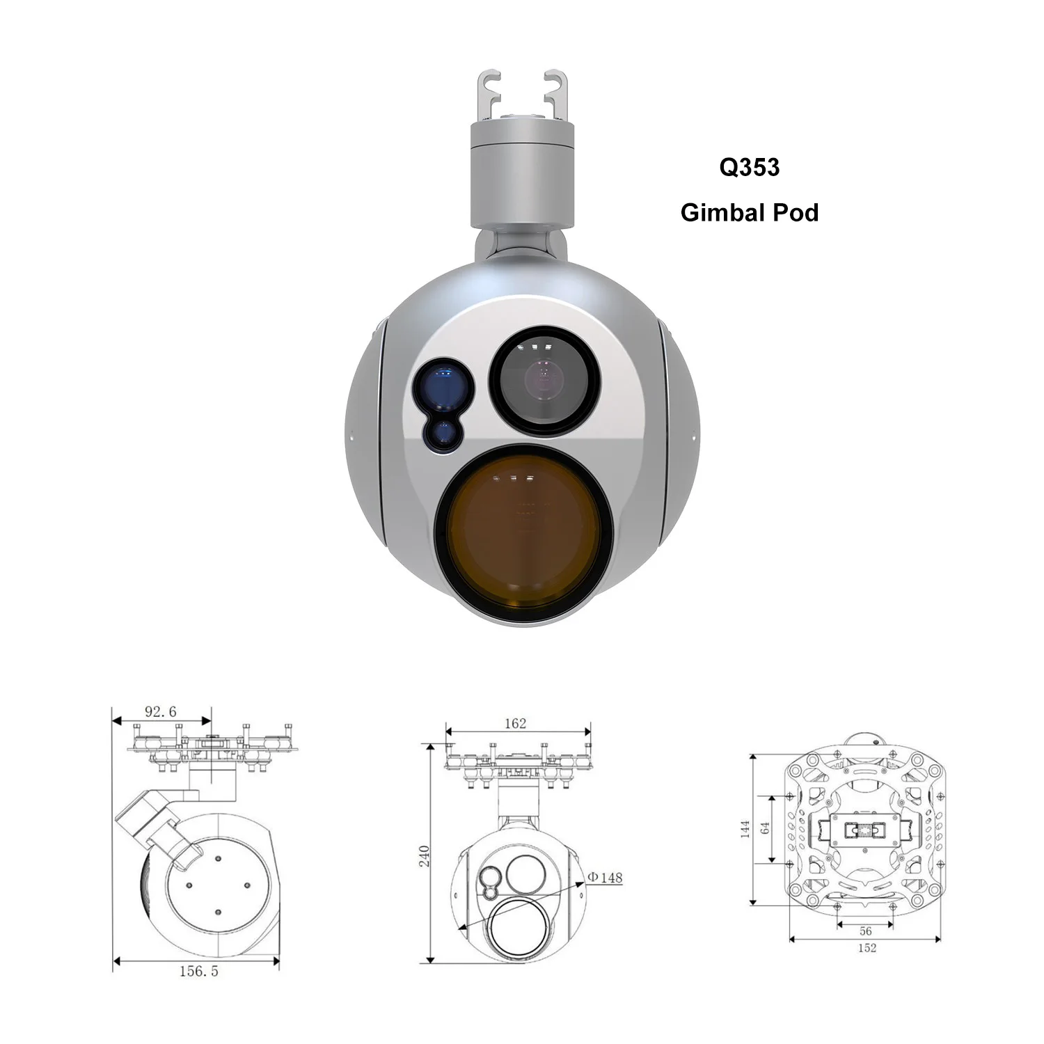 YAHREE Telecamera con giunto cardanico Q353 AI ad alta risoluzione 1280 Imaging 360 °   Controllo della sicurezza e dell'uso industriale Telecamera con giunto cardanico AI