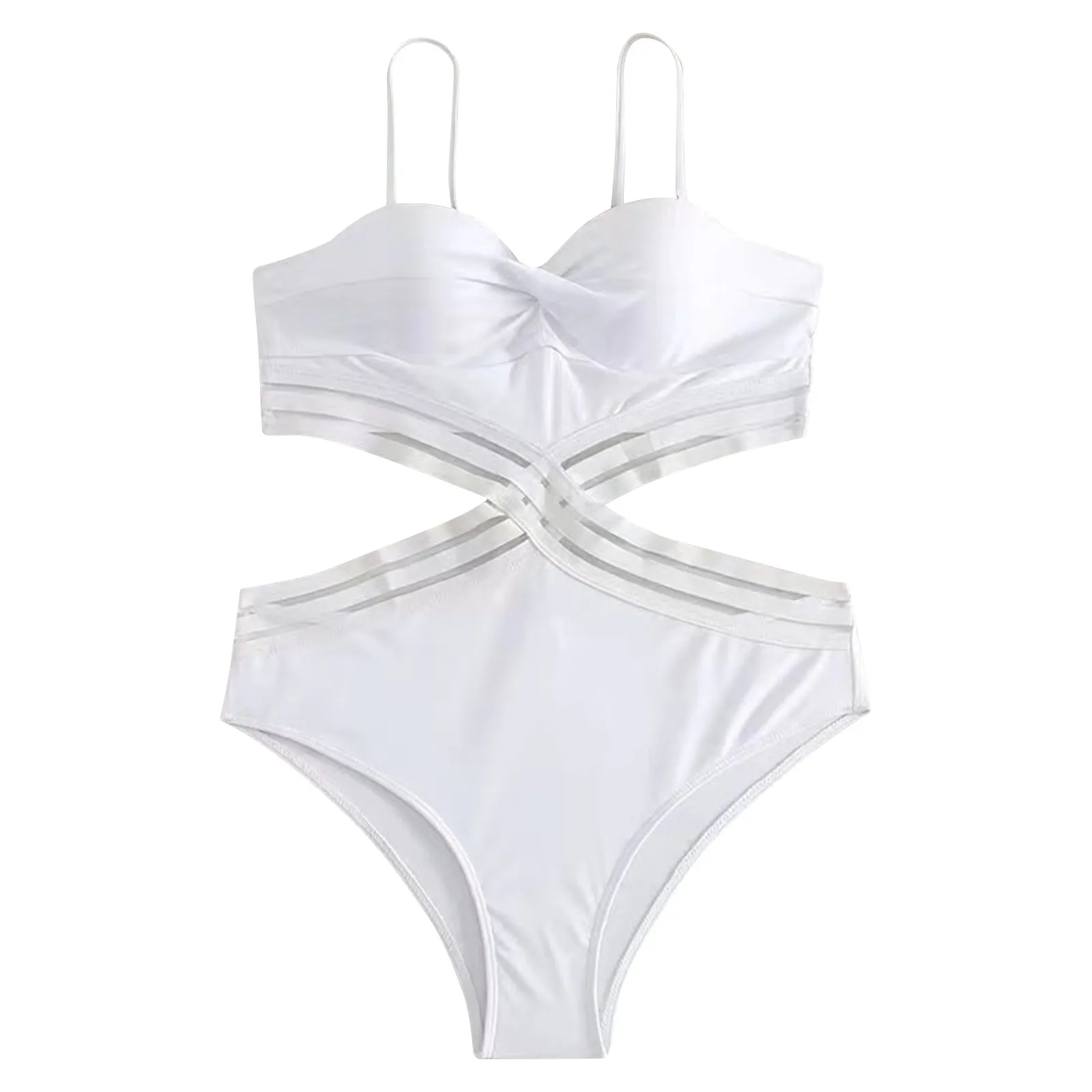 Bañador de realce de una pieza para mujer, Monokini Sexy, traje de baño liso, ropa de playa para verano, 2024