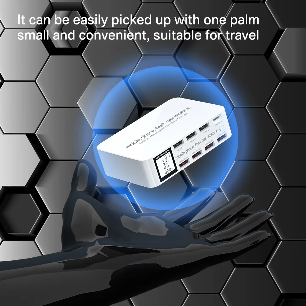 100W 8 Ports USB Charger Station Quick Charge 3.0 Portable Type C PD Fast Charger Adapter HUB For iPhone 13 12 11 Xiaomi Samsung
