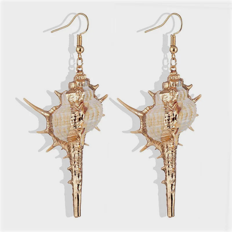 Colorful Sea Scallop Drop Earrings Bohemian Shell Earrings for Women Trendy Beach Hook Eardrops Earrings Summer Jewerly Gifts