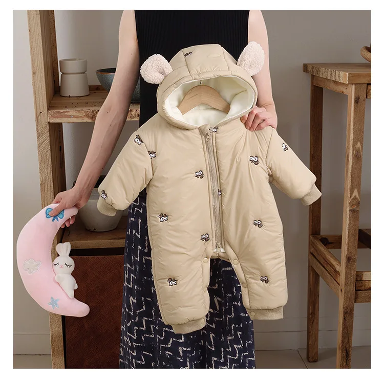 Baby-Winter-Overall mit Kapuze, Fleece-Futter, dicker, warmer Overall, 3M-24M, Baby-Outfit mit Cartoon-Motiv, einteiliger Schneeanzug für Jungen und Mädchen. – Detail 6