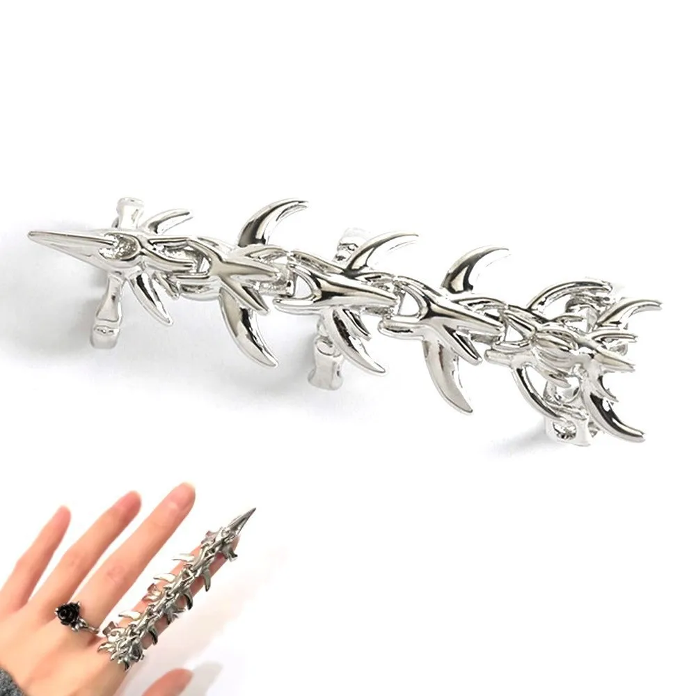 Thorn Spine Skeleton Mechanical Ring, Gothic Multi-layer Connected Joint Ring, Punk Unisex Jewellery