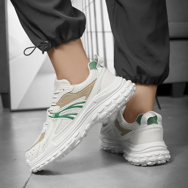 

Men's Sports Shoes Multi-color Round Toe Breathable Comfortable Thick Sole Flat Large Size Trendy and Casual Running Shoes