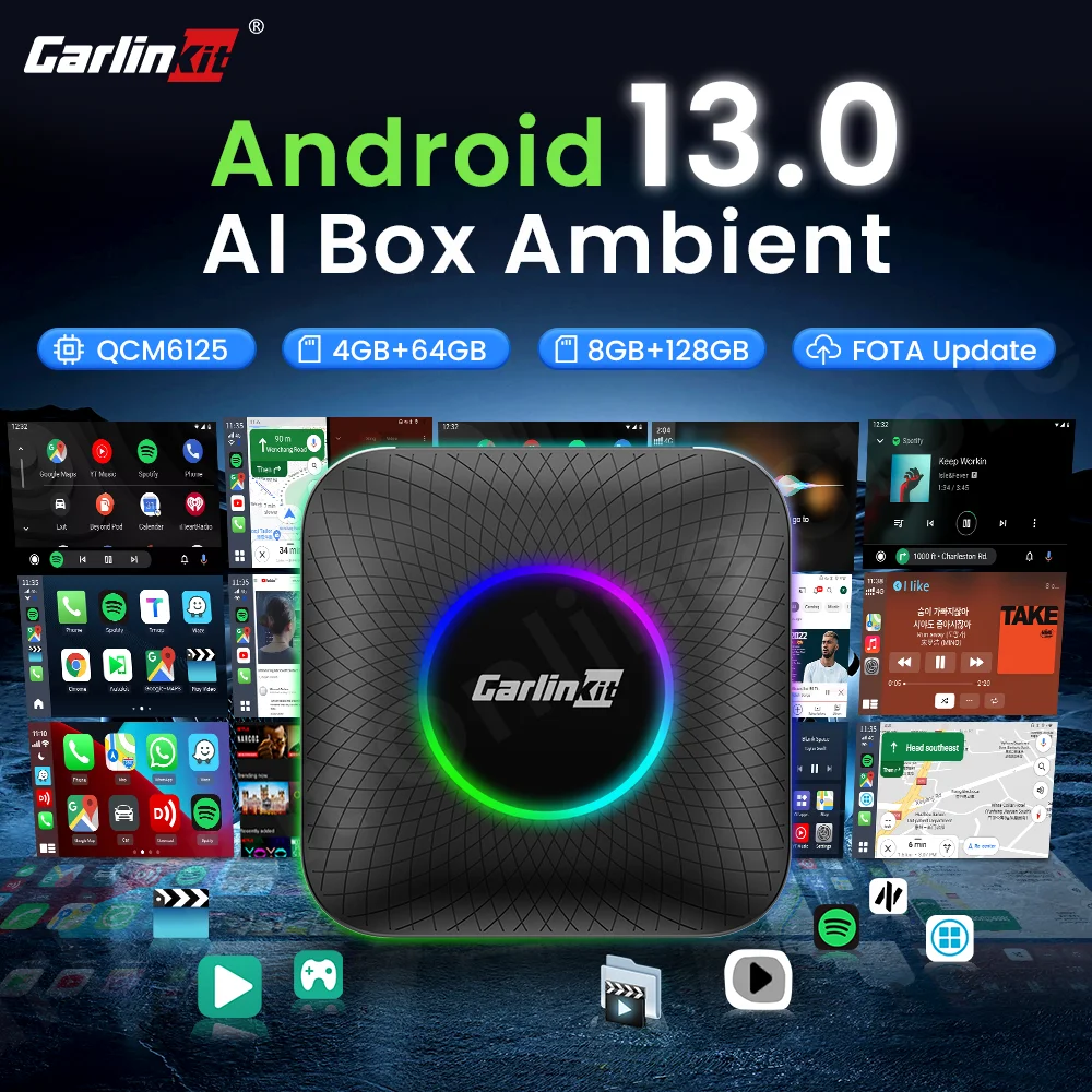 

CarlinKit Android 13 Tv Box Qualcomm 8 Core CarPlay Android Auto Wireless Adapter Support Youtube Netfilx IPTV Spotify Toyota