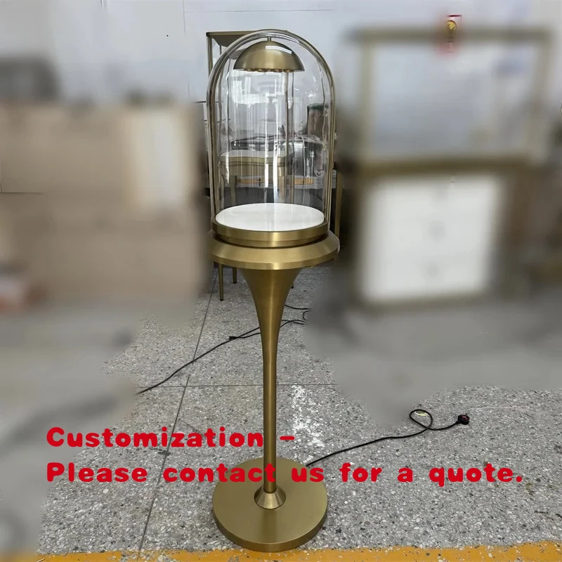 

Индивидуальный заказной высокий цилиндрический витринный шкаф для ювелирных изделий, витрины для ювелирных магазинов, роскошная витрина для демонстрации ювелирных украшений