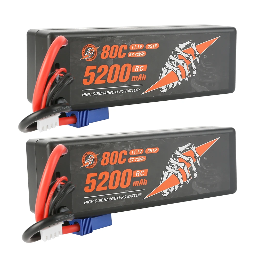 

RCHackers 3S 5200mAh 11.1V 80C RC Lipo Battery with EC5 Plug [2 Packs]
