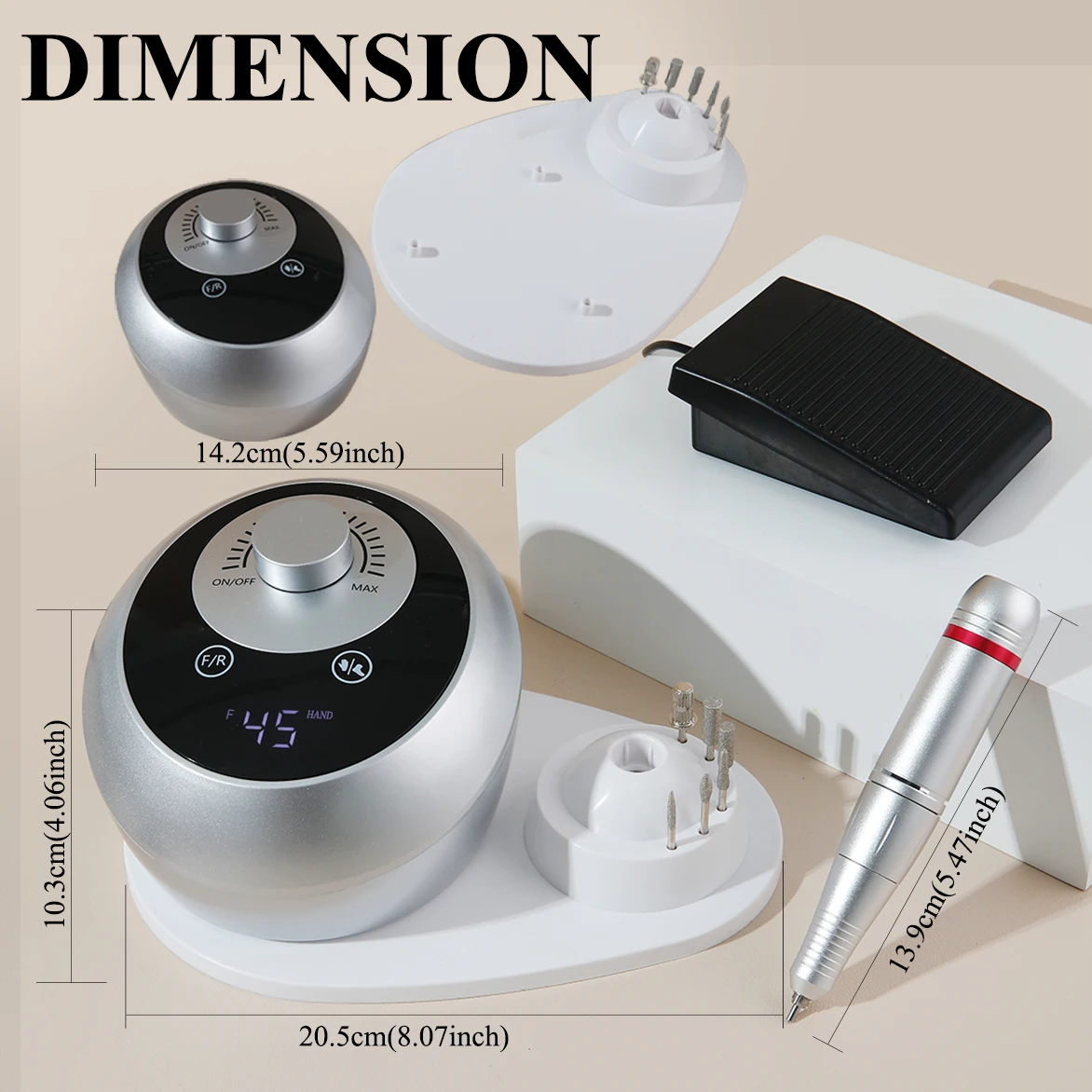 TFSCLOIN – Kit de perceuse à ongles électrique professionnelle 45000 tr/min, Machine de manucure à faible bruit pour l'élimination du vernis Gel