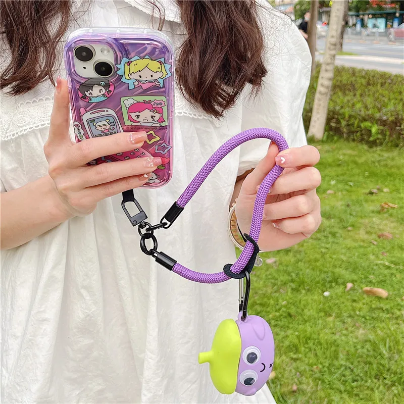 30 CM Length Casual Universal Nylon Cotton Rope Bracelet Phone Case Lanyard Wrist Strap Carabiner Compatible With Earpods key