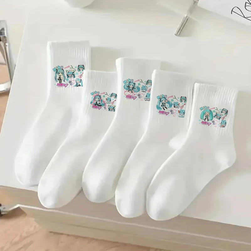 New cute Long Socks Woman Man Breathable Hatsunes Mikued  Sock Male Female Kawaii Sock Combed Cotton Fashion Spring Autumn Socks