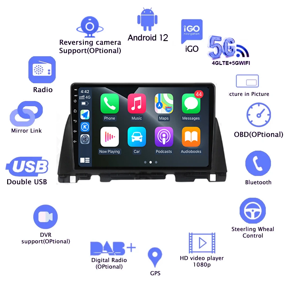 Android 14For Kia K5/Kia Optima 2016 2017 2018 Car Radio Multimedia Video Player Navigation GPS Android Auto Carplay