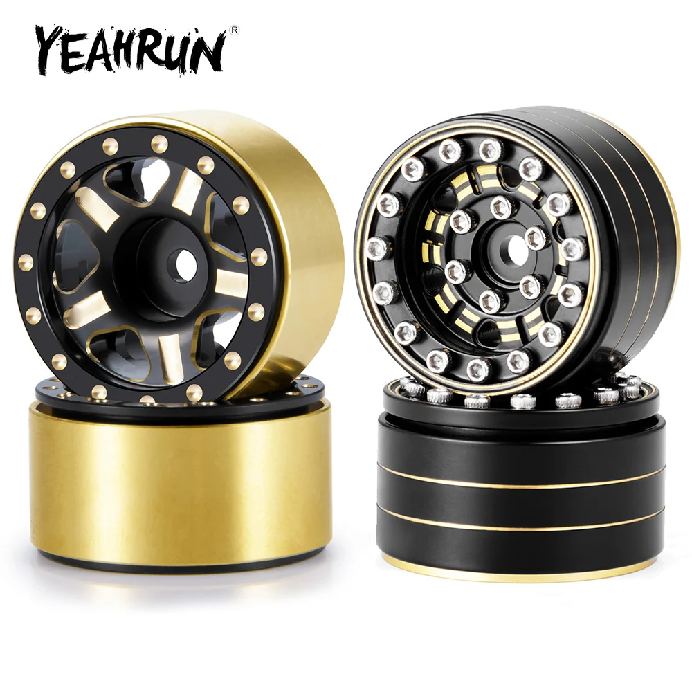 

YEAHRUN 4Pcs Brass Heavy Duty Beadlock Wheel Rims Hubs for TRX-4M 1/18 Axial SCX24 1/24 RC Crawler Car Truck Upgrade Parts