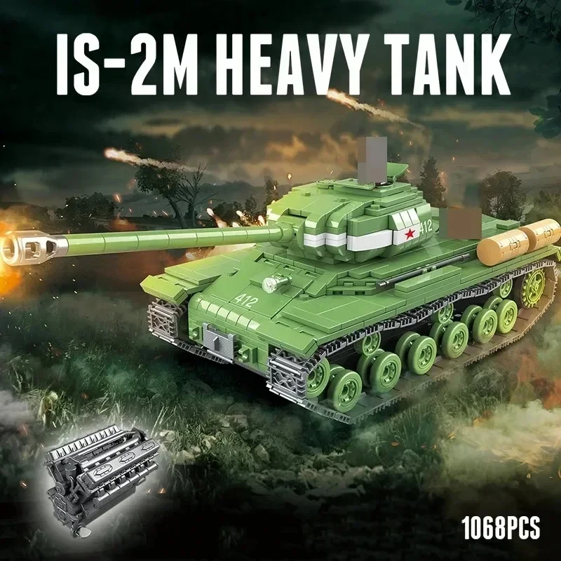 Military World War II Russia IS-2M Heavy Tank Building Block Toy Collection Model Children For Christmas And Birthday Gifts