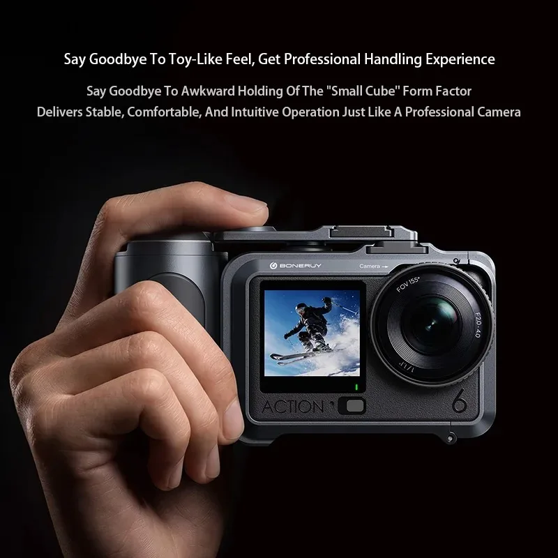 dji-osmo-action-6用磁気アルミニウムケージ、強力グリップハウジング（コールドシュー＆1-4インチネジ付き）、vlog用モジュラーマウント