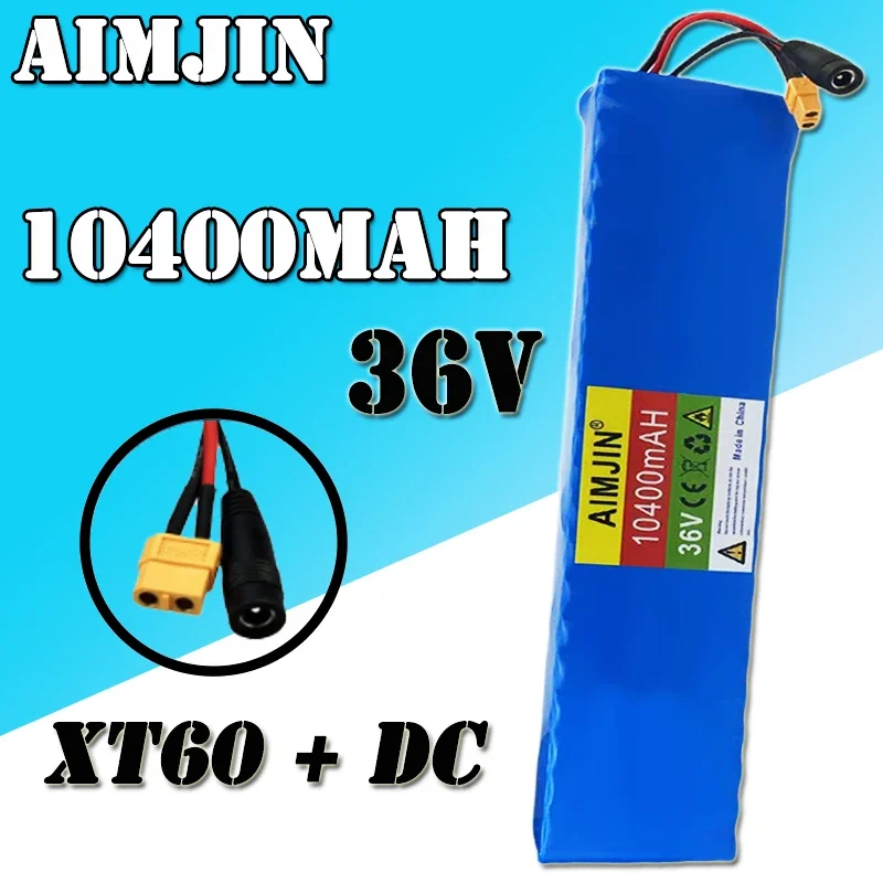 

18650 36V 10.4Ah/10400mAh BMS Li-ion Battery Pack 10S4P 500W High Power Modified Bicycle Scooter Electric Vehicle with charger