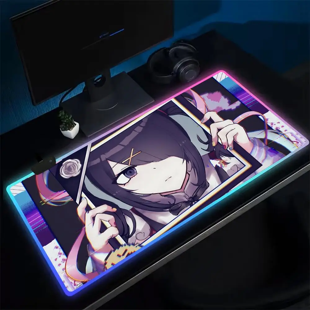 NEEDY GIRL OVERDOSE Mouse Pad Anime Gaming Mouse Pad LED Table Pads Backlit Rubber Desktop XXL Mousepad RGB Desk Mats