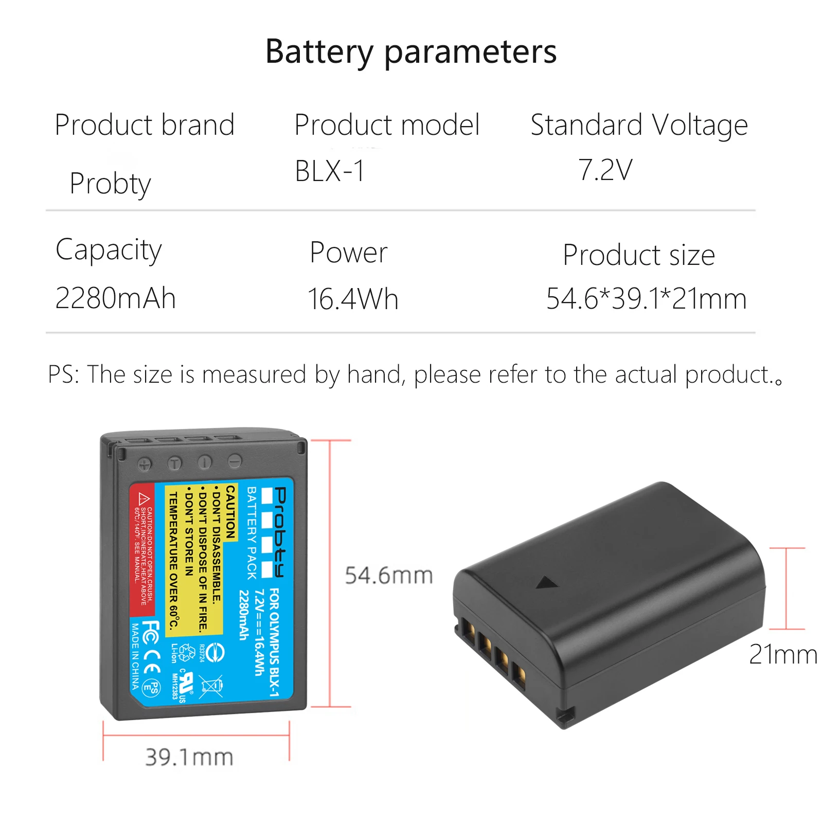 2280mAh BLX-1 BLX1 Li-Ion Battery for Olympus OM-1 OM1 BLX1 BLX-1 Camera Battery