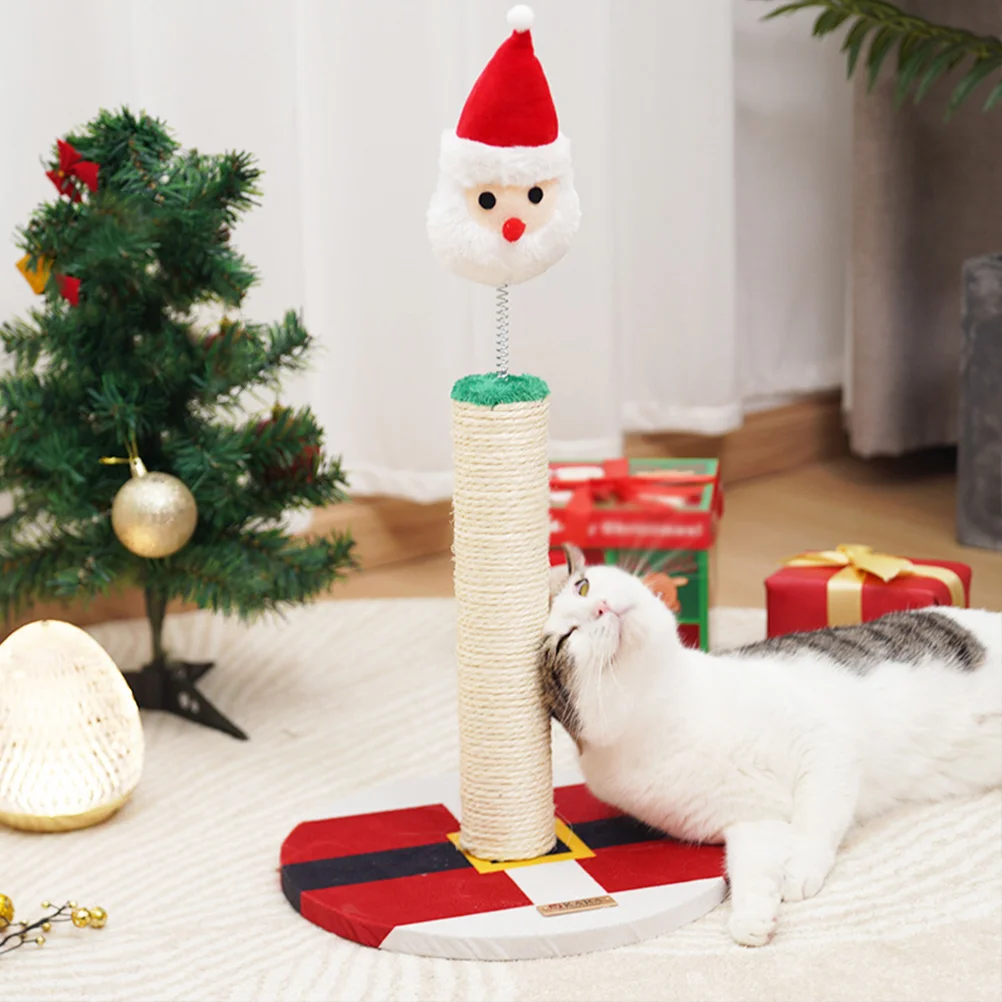 Kittens Scratcher Toy Christmas Cat Climbing Frame Scratching Board Adorable Post Grab Bar Santa Sisal