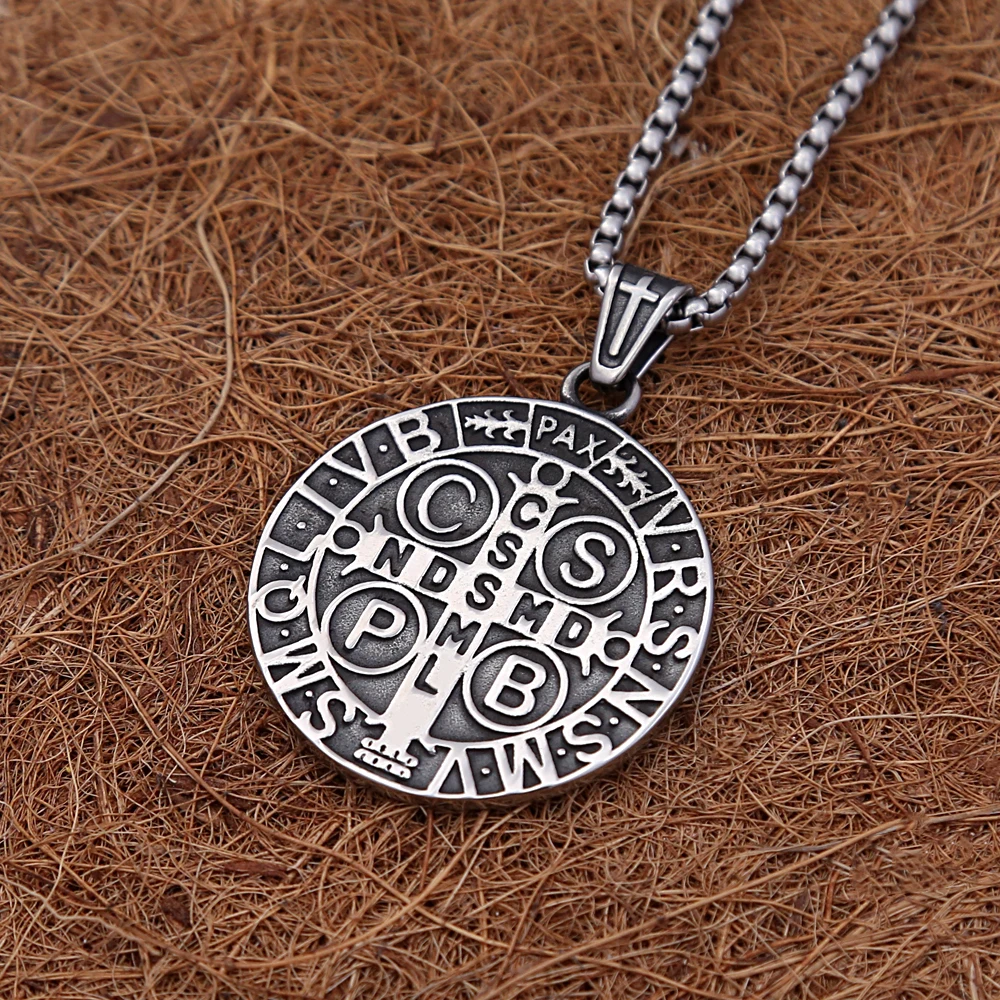 Fashion Vintage San Benito Exorcist Pendant Punk Stainless Steel Christian Jesus Necklace Men Women Amulet Jewelry Wholesale