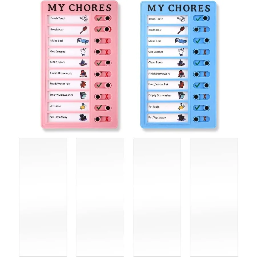 กระดานตรวจสอบงานบ้าน 2 ชิ้น พร้อมบัตรเปล่าสำหรับรายการตรวจสอบประจำวัน กระดานวางแผนสำหรับผู้ใหญ่ ใช้ในบ้านและการเดินทาง