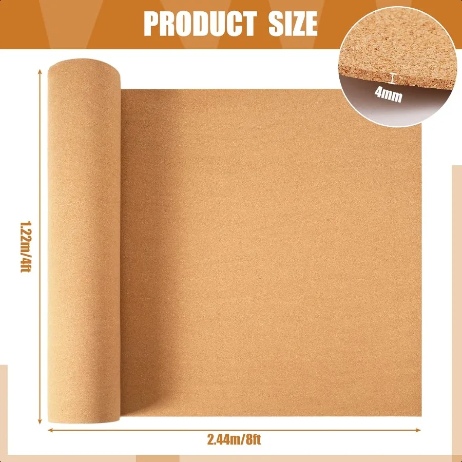 Cork Board Roll 94 x 48 Thick Bulletin Board Cork Sheet for Wall Dart Crafts DIY Projects 4 mm